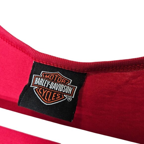 Harley-Davidson Womens Red Graphic California Top Distressed Faded Worn in L - Picture 3 of 12